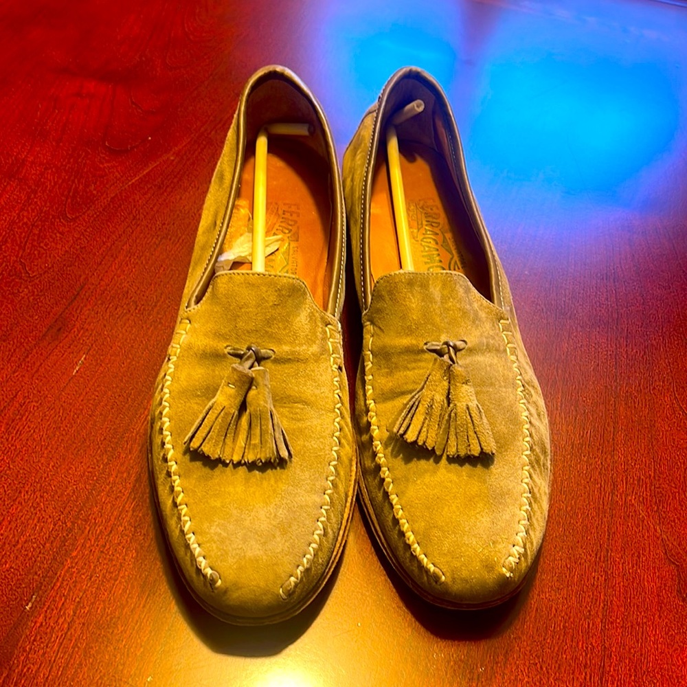 Salvador Ferragamo tan sued